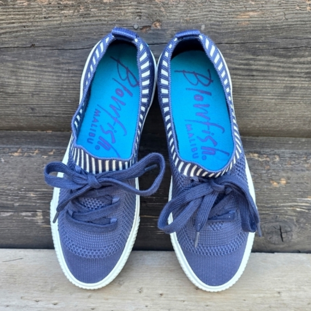 Blowfish Mallibu Coastal Blue Knit Stretchy Lightweight Comfort Sneakers 8M